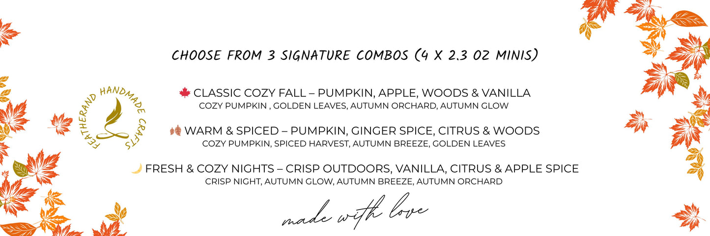 Harvest Harmony 4-Pack – Pumpkin Patch & Petals Mini Candle Set | Natural Soy & Coconut Wax Candles 🎃 Autumn Gift Collection