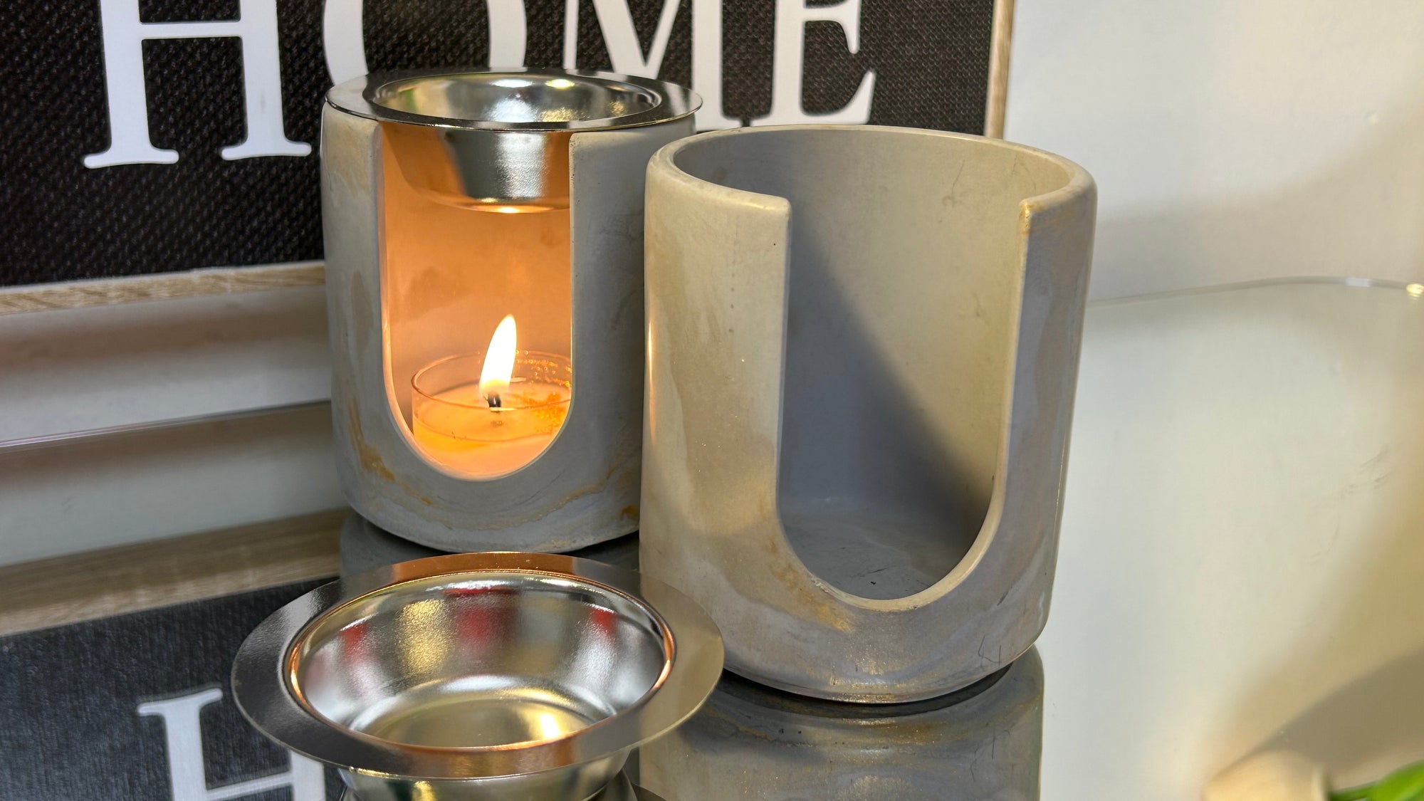 Gilded Gray Tealight Burner