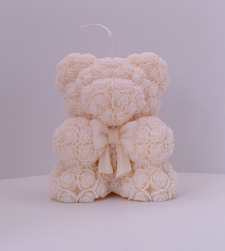 Rose Bear Candle Large (custom order)β 10 oz Pillar | Personalized Color & Fragranc