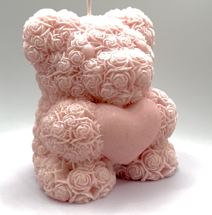 Rose Bear Candle Large (custom order)β 10 oz Pillar | Personalized Color & Fragranc