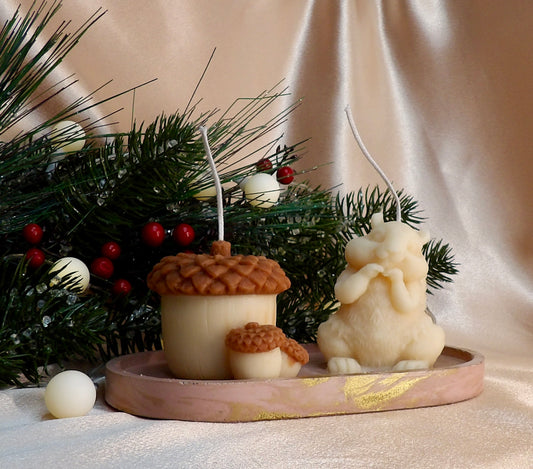 Nutty & Nice – Squirrel & Acorn Decorative Holiday Candle Set