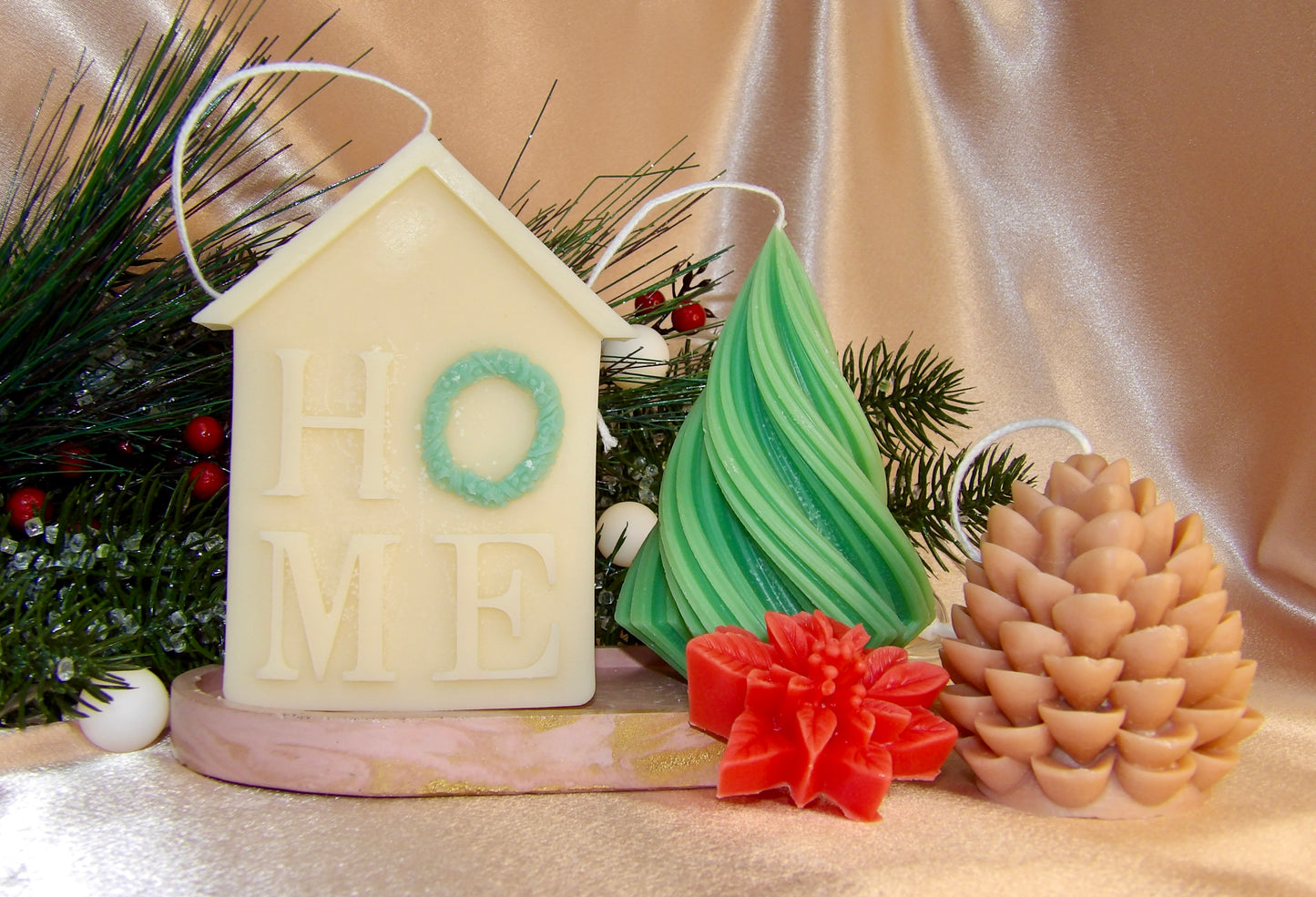 Cozy Winter Home Candle Set – 4-Piece Holiday Collection | Decorative Holiday Candles