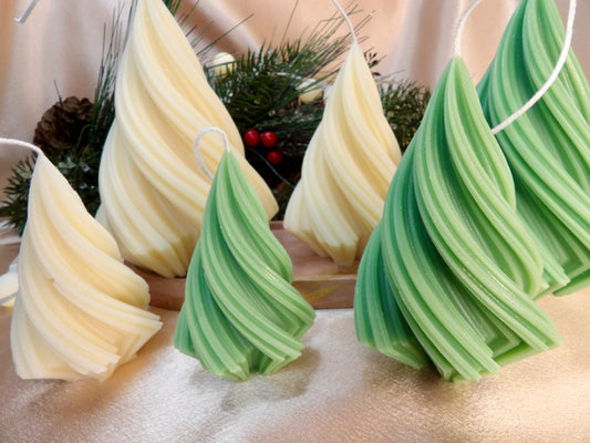 Frosted Trees – Swirled Christmas Tree Candle Set
