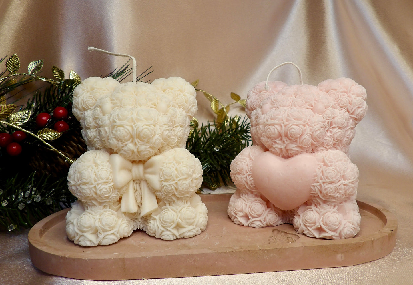 Rose Bear Candle Collection – Large & Mini Options|| Personalized Color & Fragrance