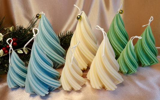 Frosted Trees – Swirled Christmas Tree Candle Set