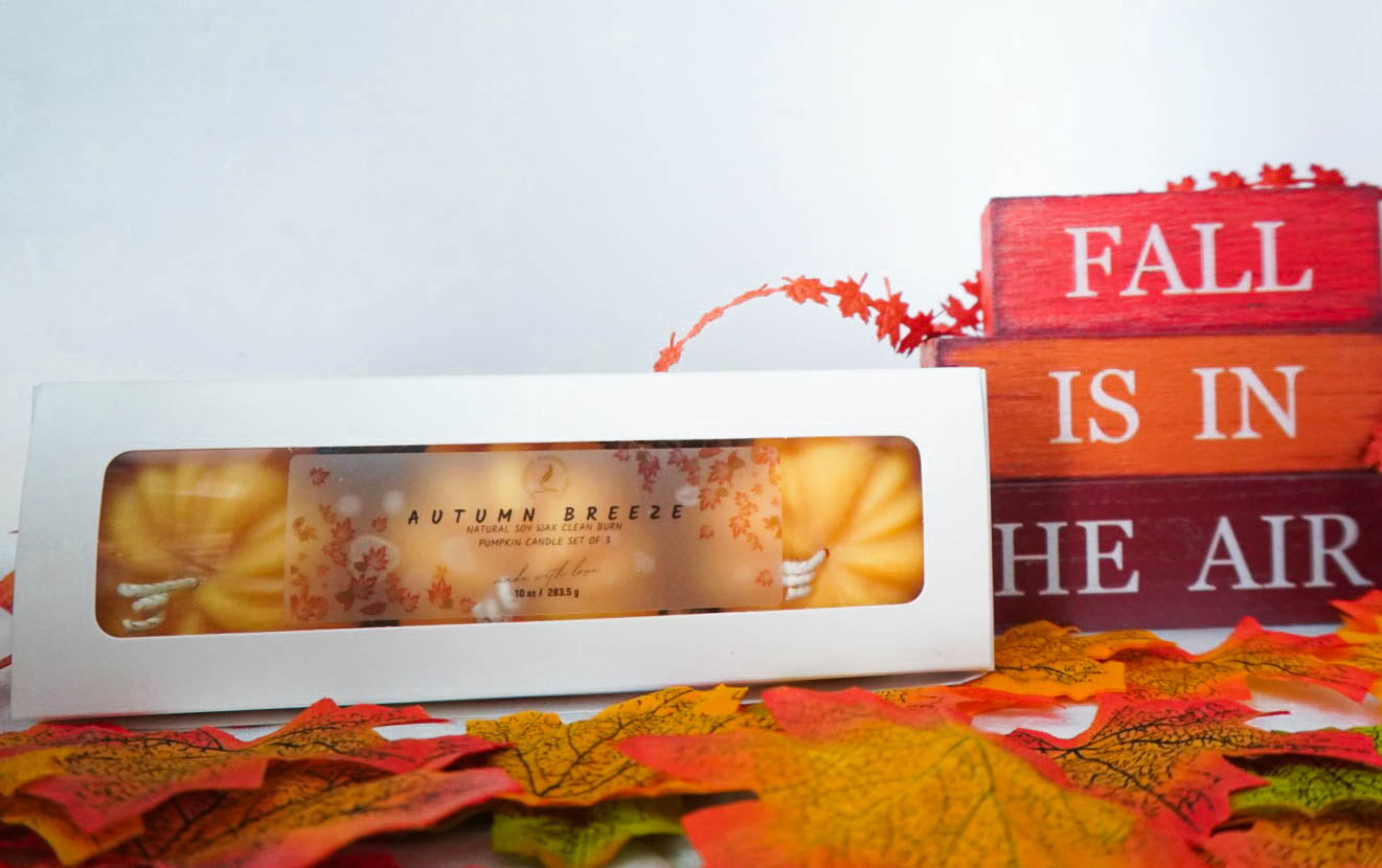 Cozy Fall Glow Pumpkin Candle Set of 3 – Natural Soy and Coconut Wax Candles | Featherand Fall Collection 🎃 Autumn Home Décor & Gifts