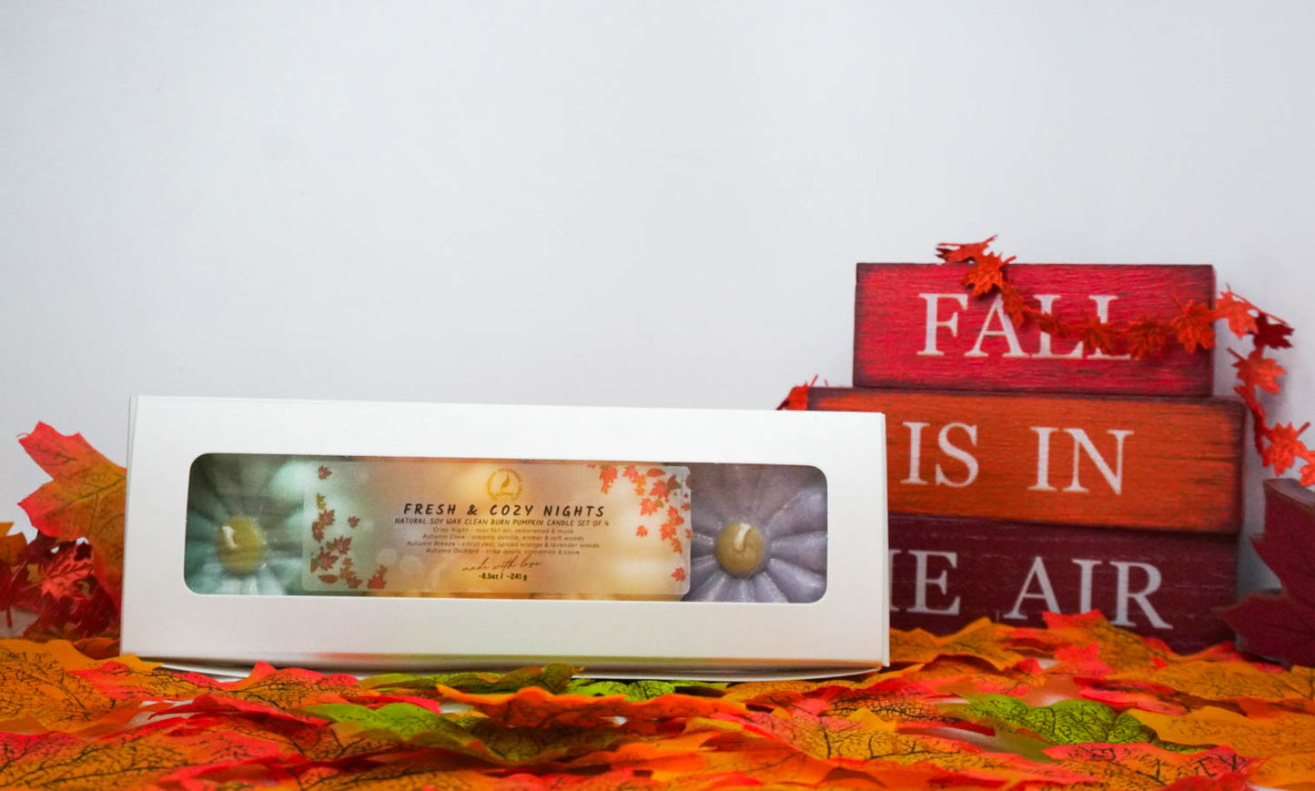 Harvest Harmony 4-Pack – Pumpkin Patch & Petals Mini Candle Set | Natural Soy & Coconut Wax Candles 🎃 Autumn Gift Collection