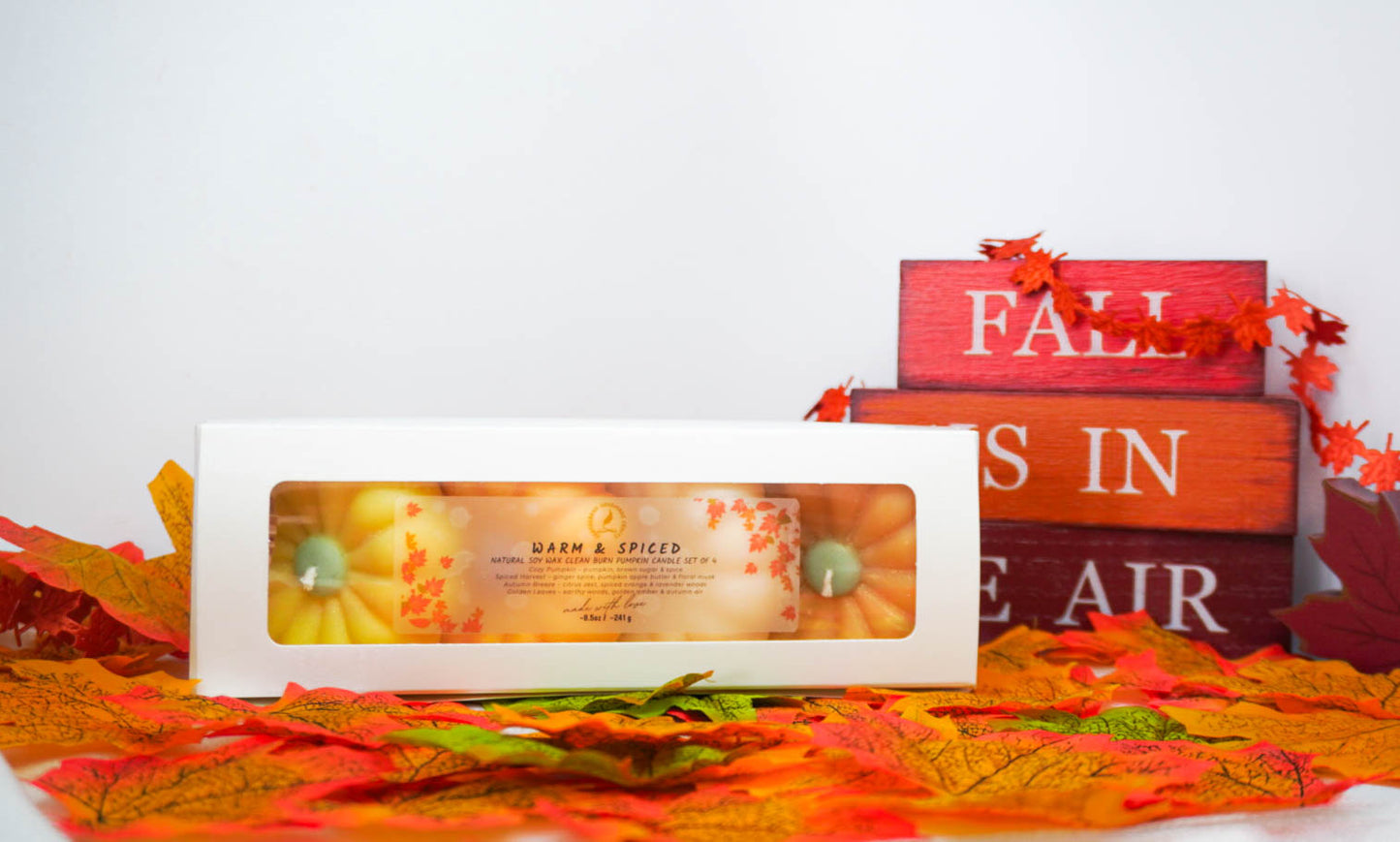 Harvest Harmony 4-Pack – Pumpkin Patch & Petals Mini Candle Set | Natural Soy & Coconut Wax Candles 🎃 Autumn Gift Collection